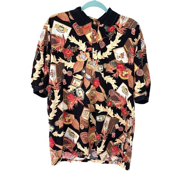 Kalaheo Other - Kalaheo Hawaiian Shirt Mens Size XL Vintage Cigar Pattern Pullover Cotton Rayon